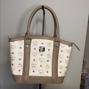 MCM Limited Edition Pink & White Visetos Coated Canvas Tote